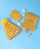 Babyhug Woolen Cap Gloves & Muffler Set Bear Applique - Yellow