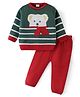 Babyhug Knit Full Sleeves Striped Sweater Set - Olive & Red