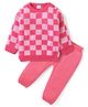 Babyhug Knitted Full Sleeves Checkered Sweater Set - Pink