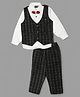 Actuel Full Sleeves Polka Dots Printed & Striped 4 Piece Party Suit - Black & White