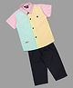 Actuel Half Sleeves Checked Cotton Shirt With Pant - Yellow Green & Pink
