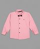Actuel Full Sleeves Solid Shirt With Bow - Peach