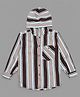 Actuel Full Sleeves Striped Cotton Hooded Shirt - Beige Brown & Blue