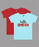 Actuel Pack Of 2 Half Sleeves Typography Printed Tees - Red & Sky Blue