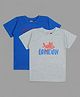 Actuel Pack Of 2 Half Sleeves Typography Printed Tees - Grey & Blue