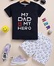 TOONYPORT Cotton Half Sleeves Typography Printed Tee & Shorts Set - Navy Blue