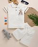 TOONYPORT Cotton Half Sleeves Bear Printed Tee & Shorts Set - Cream
