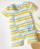 Mi Arcus 100% Cotton Half Sleeves Striped Romper - Blue