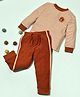 Mi Arcus 100% Cotton Full Sleeves Striped Tee & Pajama Set - Rust