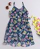 Taffykids Sleeveless Floral Printed Asymmetric Hem Wrap Dress - Teal & Multi Colour
