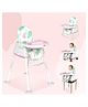 Golden Bee Deluxe 4 in 1 Convertible High Chair for Babies and Toddlers, Feeding Seat with Tray, Wheels, Safety Belt, and Cushion Seat, For Baby Boy & Girl 6 Months to 3 Years (Pink)