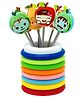 FunBlast Cartoon Theme Fruit Fork Set with Ring Stand  Pack of 8 Pcs Multicolor