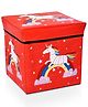 FunBlast Unicorn Print Folding Storage Ottoman Box  Red