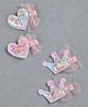Funkrafts Set Of 4 Heart & Tiara Embellished Hair Clips - Pink & Blue