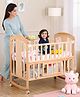 Babyhug Florence 3 in 1 Rocking Cot Cum Junior Bed  Natural Finish| Solid Pinewood| Adjustable Height| Storage Space| Foldable Side Rail| Teething Rails| Wheels with Lock| Convert to Study Table| Mosquito Net