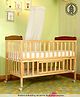 Babyhug Hamilton Wooden Cot with Mosquito Net & Storage Space - Natural Finish| Adjustable Height| Wheels with Lock| Openable Side Rail| Openable Headboard| New Zealand Pinewood