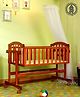 Babyhug Ionia Wooden Cradle with Mosquito Net - Cherry| Swing Lock| Wheels with Lock| Balanced Swing| Easy to Assemble