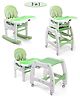 Babyhug Dolce Vita 3 in 1 High Chair With Caster Wheels & 5 Point Safety Harness - Green| Rocking Chair| Study Table & Chair| Easy Assembly| No Tools Required| Reclining Backrest
