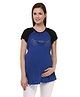 Preggear Short Sleeves Jersey Top With Rhinestone Embellishments - Blue
