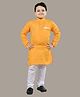 BT DEZINES Full Sleeves Placement Abstract Embroidered Kurta & Pajama Set - Yellow