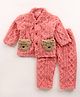Kookie Kids Full Sleeves Winter Wear Night Suit with Paw Applique - Pink
