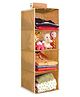 PrettyKrafts Hanging 4 Shelves Wardrobe Organiser , Beige