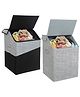PrettyKrafts Laundry Square Shape Basket Bag,Foldable,Multipurpose,Carry Handles,Slanting Lid for Home, Cloth Storage,Pack of 2 Jute Mix