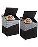 PrettyKrafts Laundry Square Shape Basket Bag,Foldable,Multipurpose,Carry Handles,Slanting Lid for Home, Cloth Storage,Pack of 2 Qtr & Diamond Black