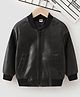Kookie Kids Full Sleeves Solid Leather Jacket - Black