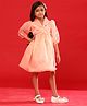 Tales & Stories Puffed Three Fourth Sleeves Lace Detailed Dress - Pink