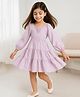 Tales & Stories Rayon Full Sleeves Striped Dress - Purple