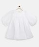 Tales & Stories Three Fourth Balloon Sleeves Solid Dress - White