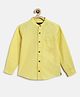 Tales & Stories Cotton Full Sleeves Solid Shirt - Yellow