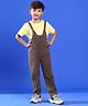 Tales & Stories 100% Cotton Sleeveless Solid Dungaree - Brown