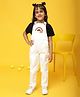 Tales & Stories Lycra Rainbow Embroidered Dungaree - White