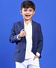 Tales & Stories Lycra Full Sleeves Solid Blazer - Navy Blue