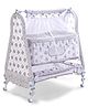 Bear Face Baby Cradle With Masquito Net & Storage - Grey