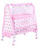 Elephant Printed Folding Cradle with Mosquito Net & Wheels - Pink