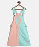 Tales & Stories Lycra Sleeveless Colour Blocked Jumper Dress - Blue & Peach