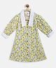 Tales & Stories Three Fourth Sleeves Floral Printed Shirt Dress - Cream