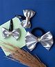 Ribbon candy Bow Detailed Hair Clips With Hair Rubber Bands - Silver