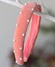 Ribbon candy Velvet Padded Pearl  Embellished Hair Band - Peach