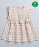 Nino Bambino Organic Cotton Sleeveless Floral Printed Bow Embellished Dress - Begie