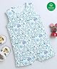 Nino Bambino Organic Cotton Sleeveless Floral   Printed Romper - White & Blue