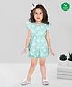 Nino Bambino Organic Cotton Half Sleeves  Floral Printed Jumpsuit - Green