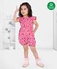 Nino Bambino Organic Cotton Half Sleeves Heart Printed Jumpsuit - Pink