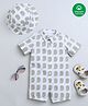 Nino Bambino Organic Cotton Half Sleeves Birds  Romper With Coordinating Cap - White & Grey