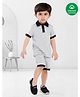 Nino Bambino Organic Cotton Half Sleeves Striped Tee With Shorts - Grey & White