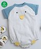 Nino Bambino Organic Cotton Raglan Half Sleeves  Duck Face Detailed Onesie  - White &  Blue