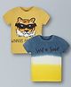 Plum Tree Pack Of 2 Half Sleeves Tiger Printed Tees - Mustard Yellow & Off White